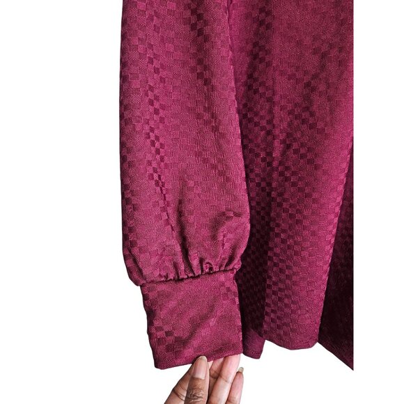 2/$35-Kaileigh Pullover Rich Textured Burgundy Long Sleeves Blouse Women 2X - Picture 9 of 11